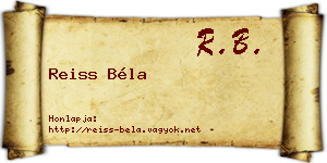 Reiss Béla névjegykártya